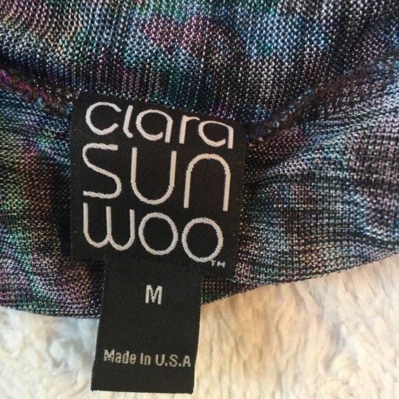 Clara Sun Woo Medium Abstract Print Shawl Collar Cardigan Sweater Lightweight - Picture 2 of 9